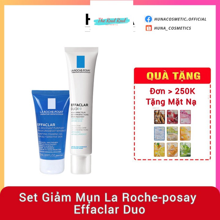 [Mã giảm giá mỹ phẩm chính hãng] ( AUTH PHÁP) SET GIẢM MỤN LA ROCHE-POSAY EFFACLAR DUO [+] TẶNG KÈM SỮA RỬA MẶT LA ROCHE