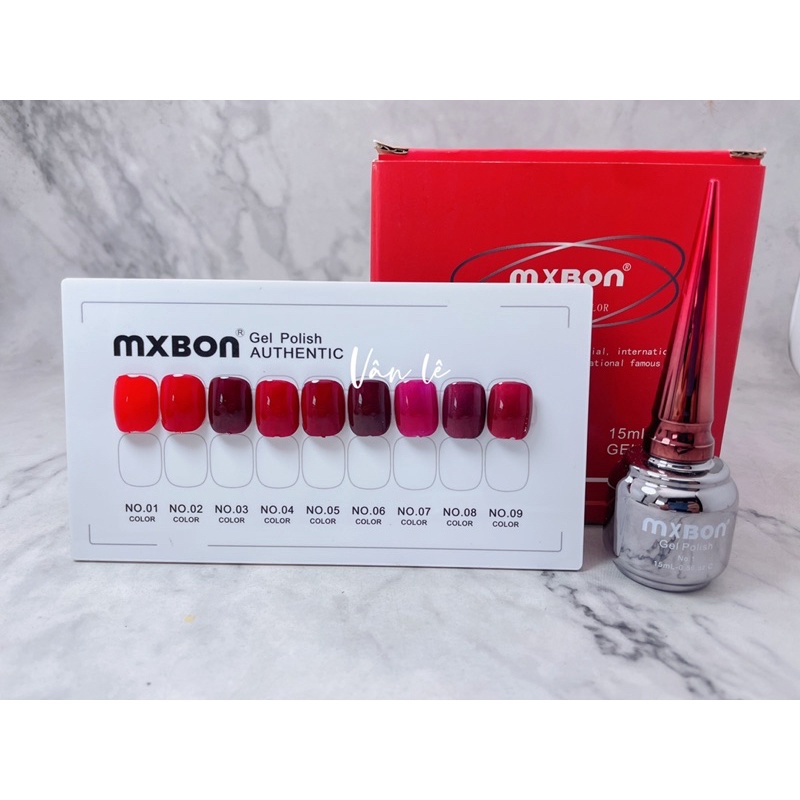 sơn gel mxbon set đỏ 9 màu lên màu chuẩn đẹp