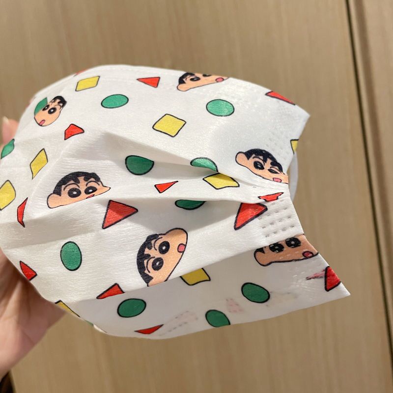 Set 10 / 20 / 30 / 40 / 50 Khẩu Trang 3 Lớp In Hình Cậu Bé Bút Chì Shin-chan Dễ Thương