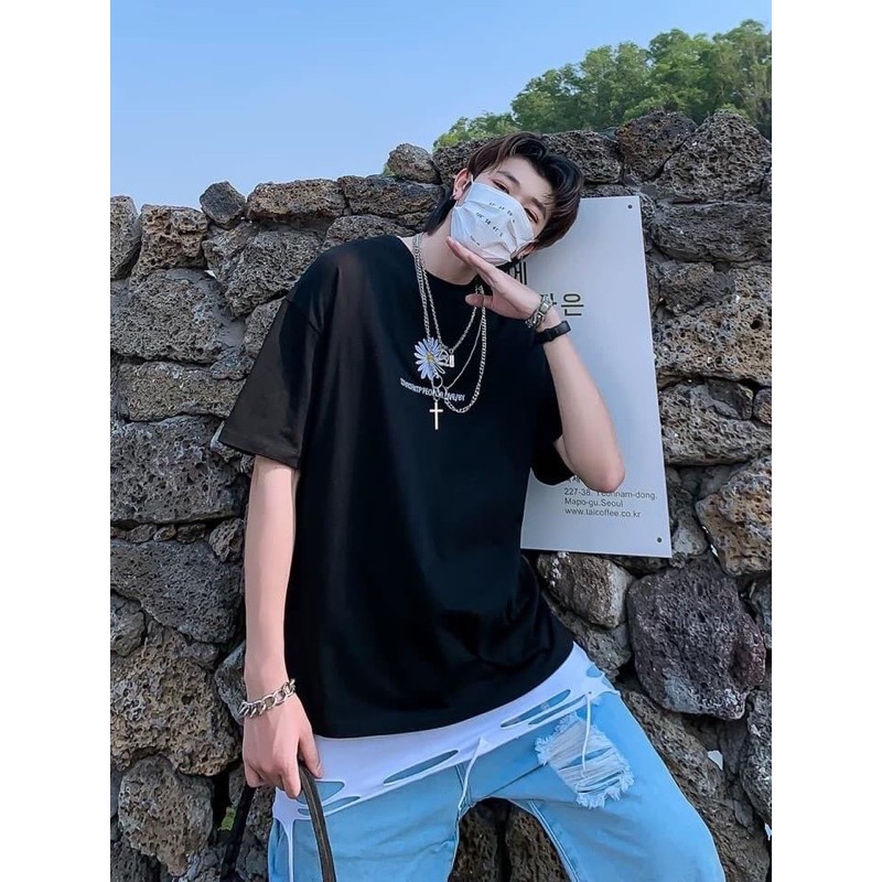 [Mã SKAMSALE06 giảm 10% tối đa 100K đơn 150K] Áo thun unisex from rộng cổ tròn tay lỡ freesize 38 - 70kg 5 HOA CÚC | BigBuy360 - bigbuy360.vn