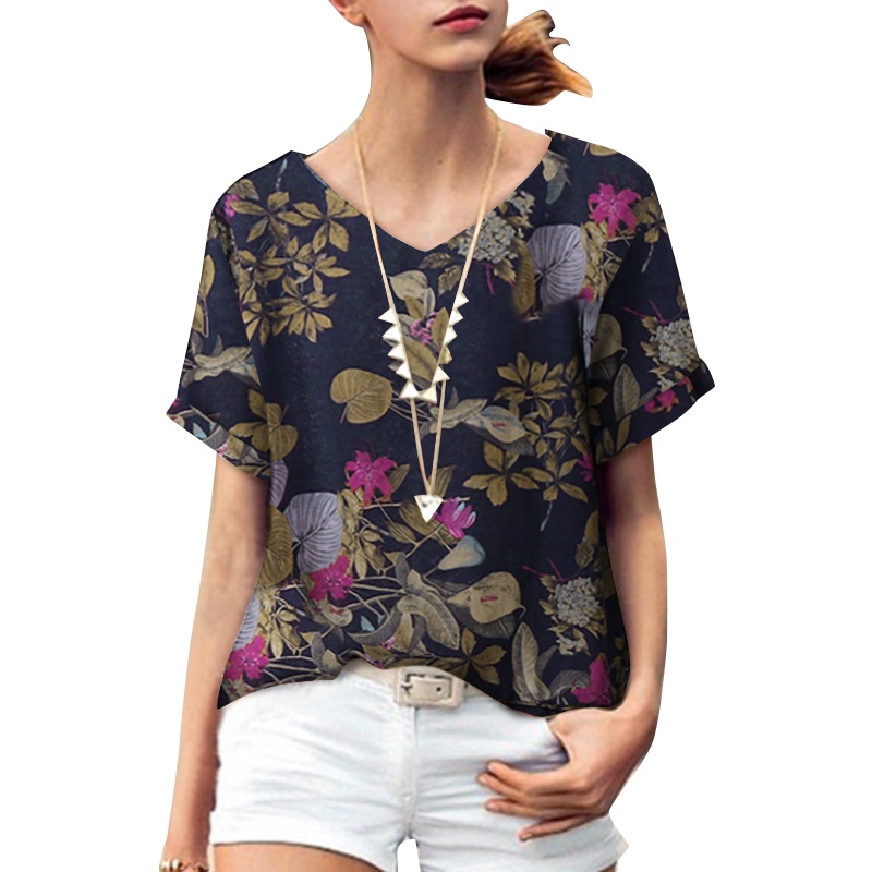 Áo Zanzea cổ chữ v in hoa thoải mái phong cách bohemian thời trang cho nữ
