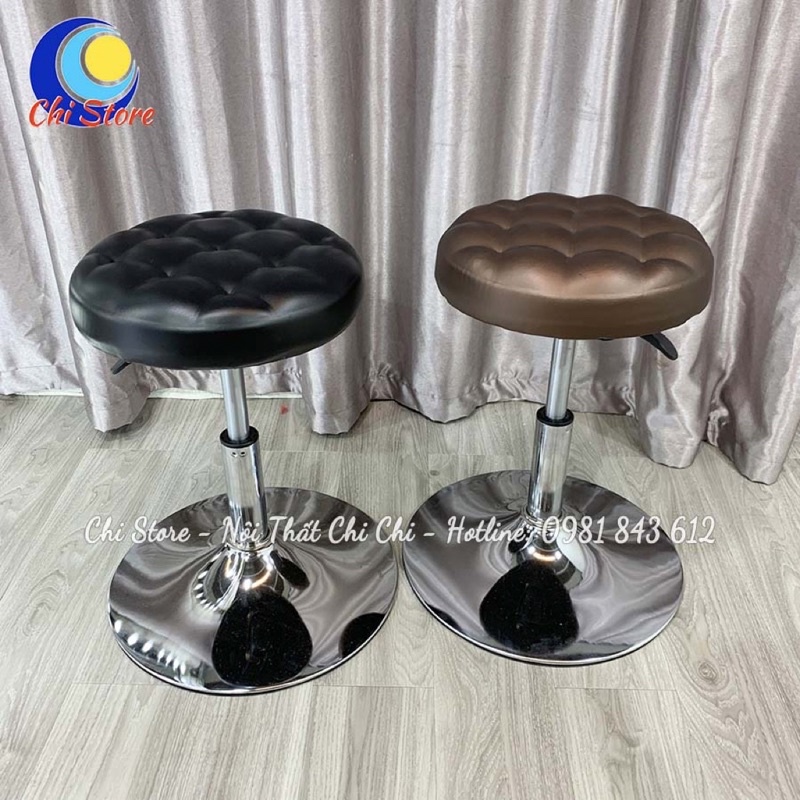 Ghế Xoay Trang Điểm, Spa, Làm Tóc Cho Khách, Ghế Xoay Không Tựa Mặt Da Tuỳ Chỉnh Độ Cao 30-50cm Và Xoay 360 Độ