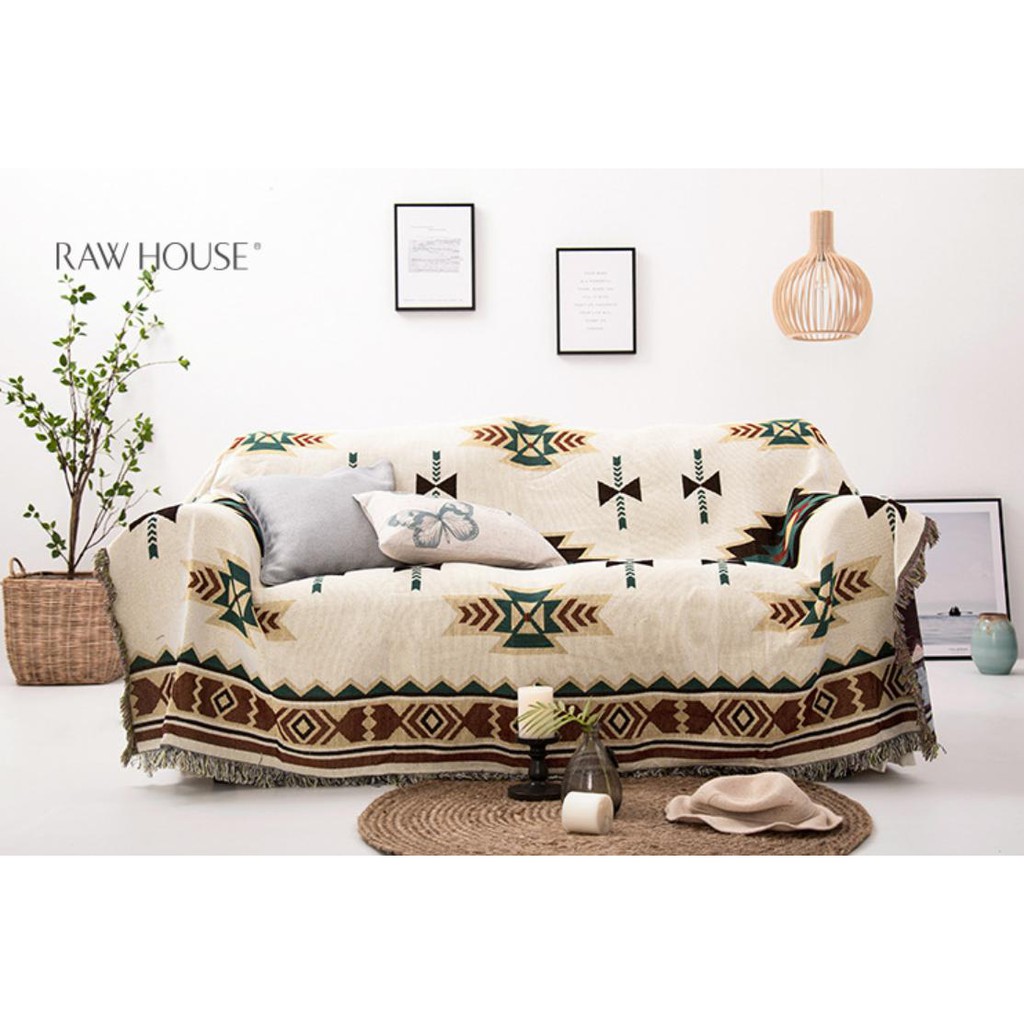 Thảm Sofa Vintage, Thảm Thổ Cẩm Trang Trí Phòng Khách Nhập Khẩu 1m8x2m3, Khăn phủ sofa