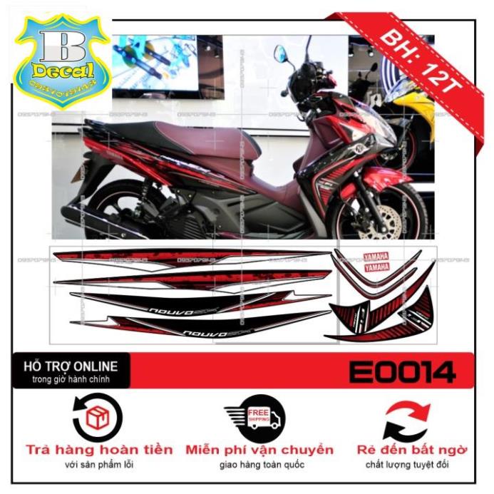 ( Quí khách vui lòng mang ra tiệm cho thợ dán ) Tem NOUVO SX ZIN ĐỎ ĐEN [Bi Decal]