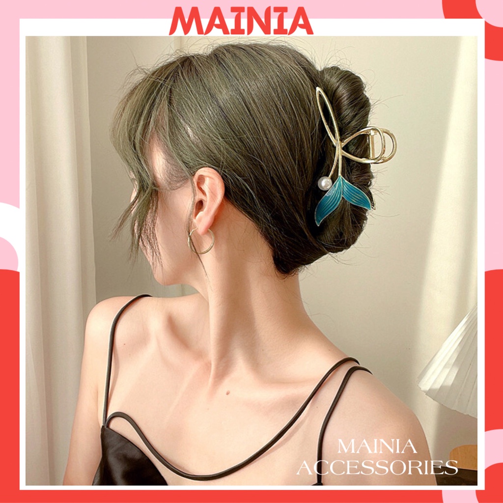 Kẹp Tóc Càng Cua Kim Loại Hàn Quốc Hình Đuôi Cá Biển Xanh Siêu Sang Chảnh Kẹp Tóc Đi Chơi Đi Tiệc Mainia Shop