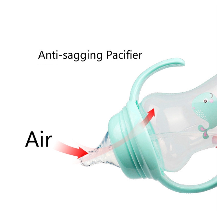 &lt;Hàng sẵn sàng&gt; Bình sữa PP cho bé miệng rộng sáng tạo mới Bình sữa 180ml có tay cầm