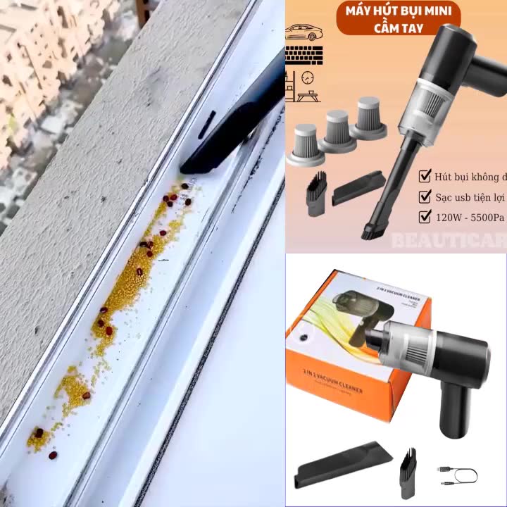Máy hút bụi cầm tay mini lực hút siêu mạnh hút bụi ô tô giường đệm sạc USB | BigBuy360 - bigbuy360.vn