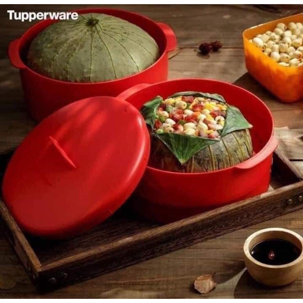 Xửng Hấp Tupperware Steam It 2 3 Tầng Màu đỏ xanh Thiết Kế Khít Chặt Khép Kín Tăng Áp Suất Hấp Chín Nhanh Dễ Dàng