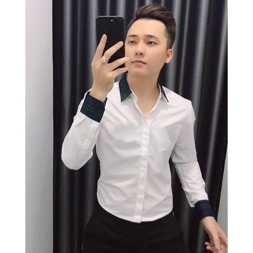 Áo sơ mi nam trắng kẻ BBR cách điệu cao cấp - Áo BBR đẹp SM314 - Hương Nemo Style