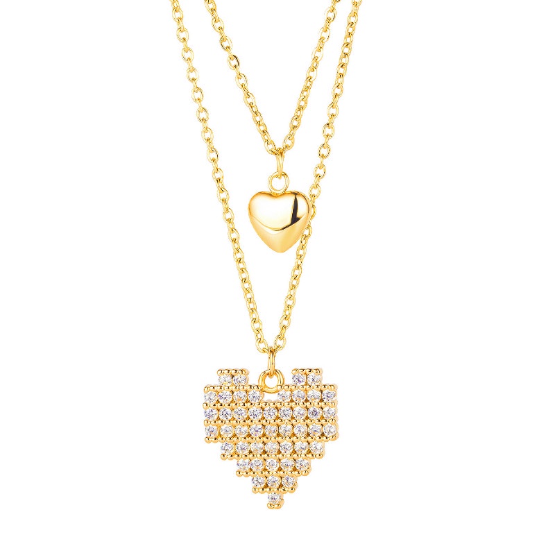 Dây Chuyền 2 Tầng Trái Tim Titan Ko Han Rỉ TT 3846