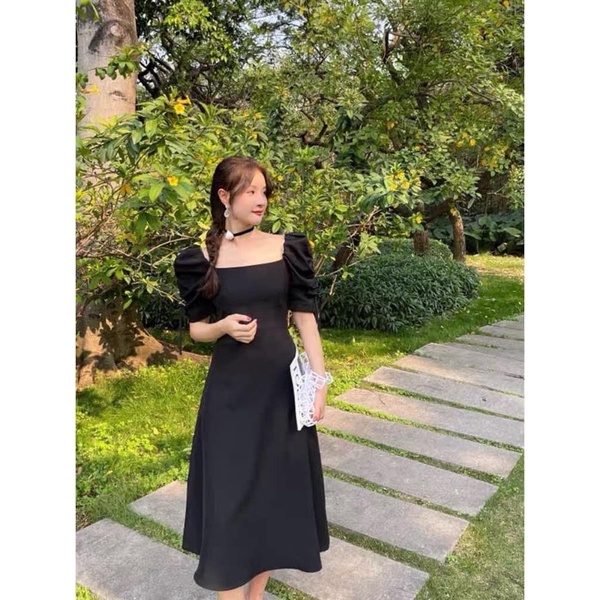 Đầm tay phồng maxi cổ vuông big size dành cho khách ngoại cỡ từ 60-90 ký