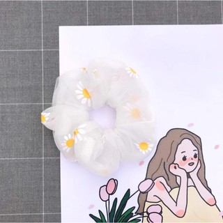 Dây Buộc Tóc - Scrunchies Hoa Cúc Daisy 2 Lớp