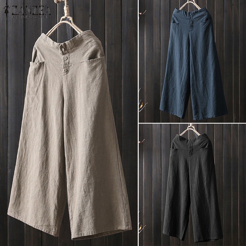 Quần lửng ống rộng phong cách vintage thời trang cho nữ