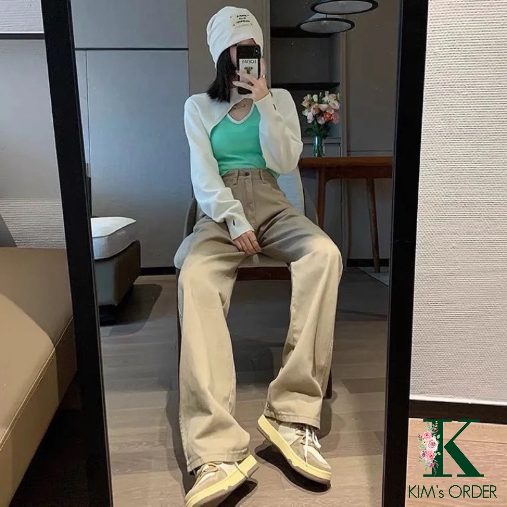 Quần Jeans Nam Nữ Màu Nâu Sữa Cạp Cao Phong Cách Ulzzang Basic Mặc Hàng Ngày Chất Jean Kaki Loại 1 Dày Dặn Co Dãn Nhẹ