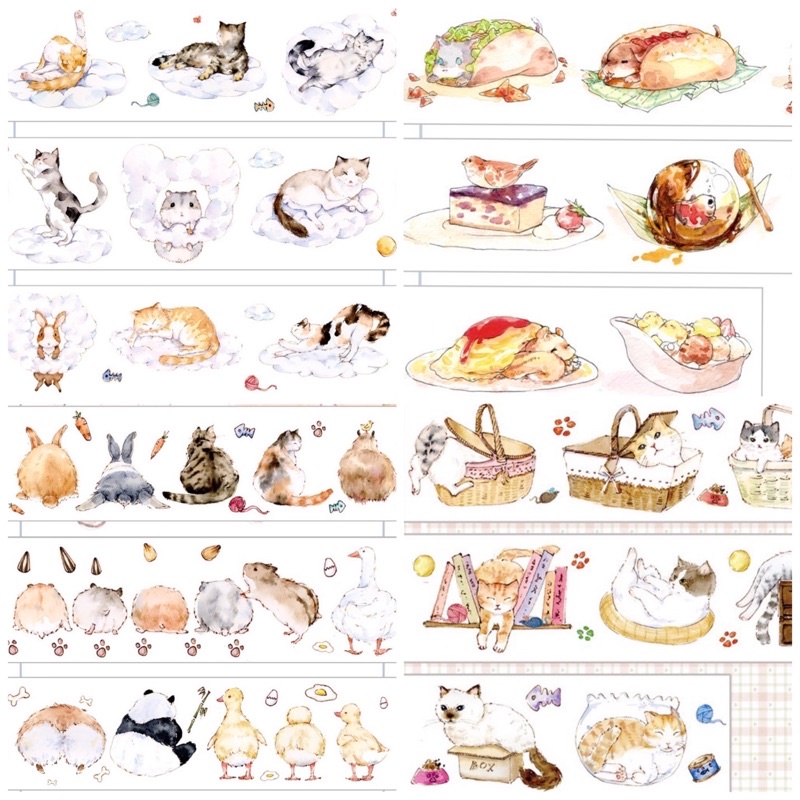 (Chu kỳ) 4 mẫu băng dính washi tape hoạ tiết động vật siêu đáng yêu