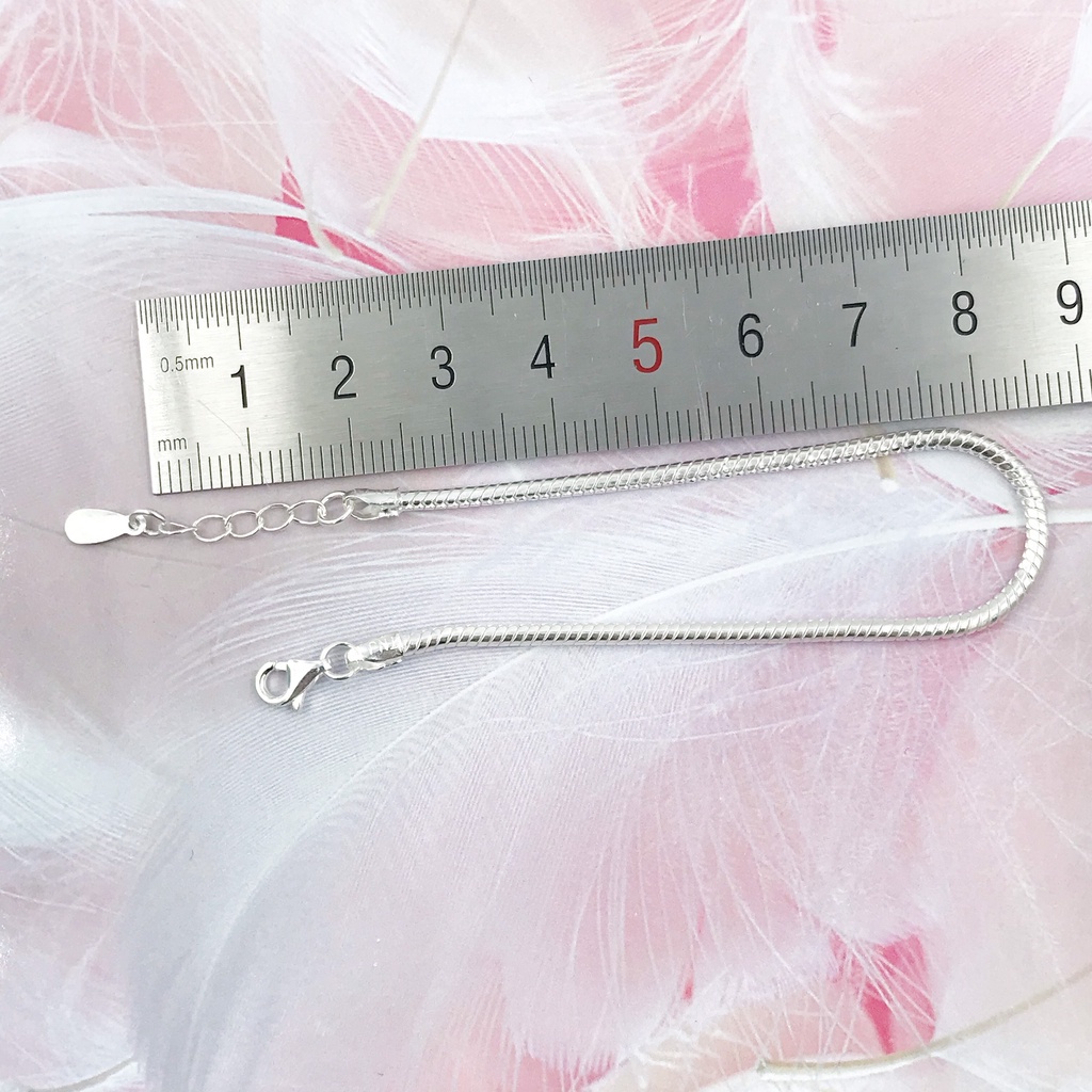 Vòng Tay Nữ Bạc S99 Dây Mì Trơn Đơn Giản BẠC HIỂU MINH LTU549