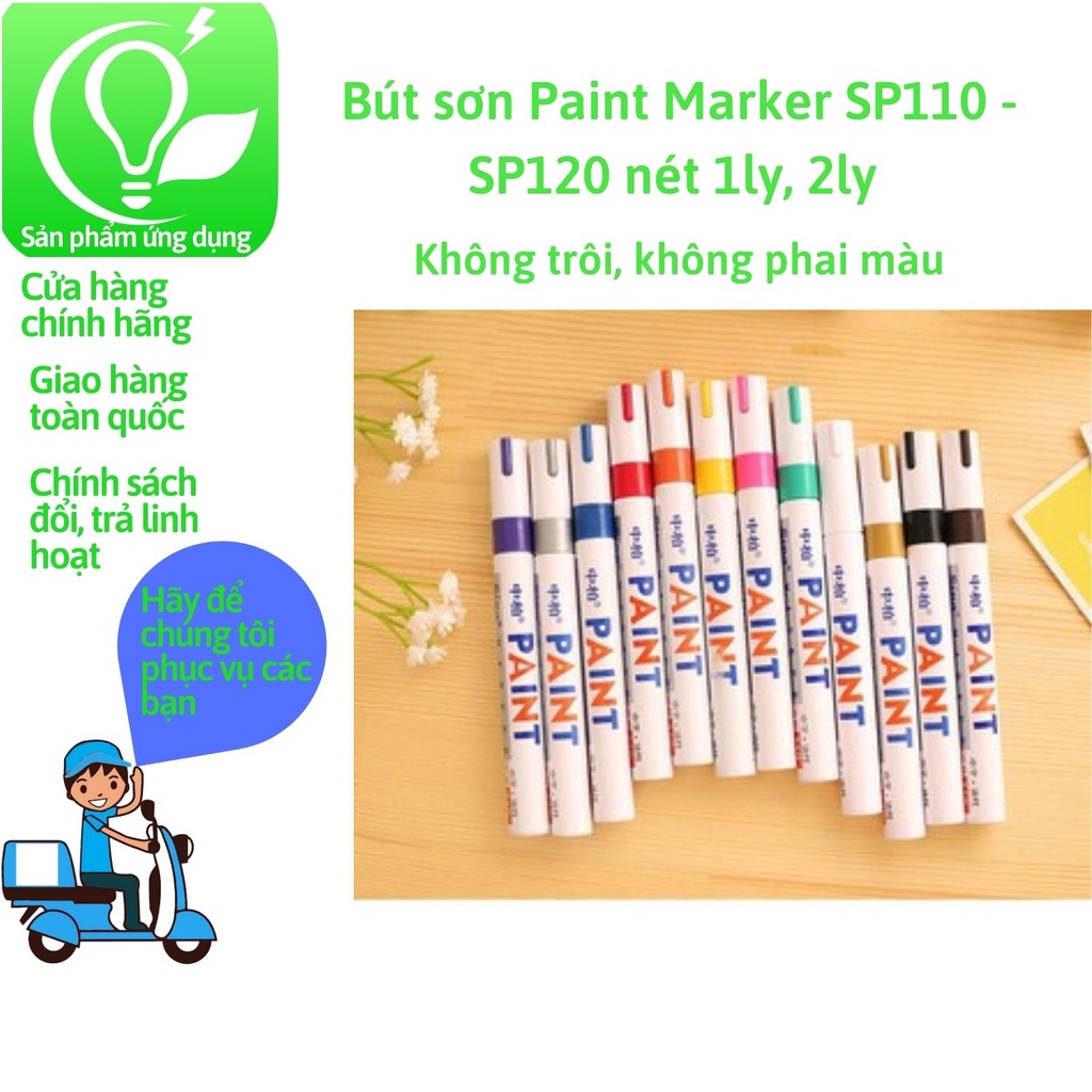 Bút sơn Paint Marker SP110-SP120 nét 1ly,2ly thích hợp vẽ trên nhiều bề mặt, không trôi, không phai màu, nhiều ứng dụng