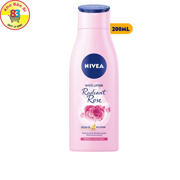 85706-Sữa dưỡng thể dưỡng trắng NIVEA hương hoa hồng Radiant Rose (200ml)