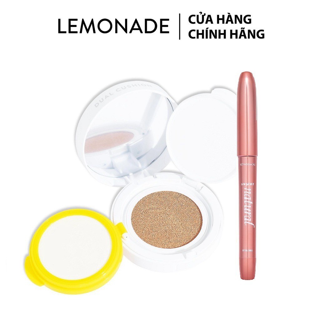 Combo Lemonade Phấn nước kiềm dầu Matte Addict Dual Cushion 16g và Bút kẻ mắt SuperNatural Eyeliner 1g