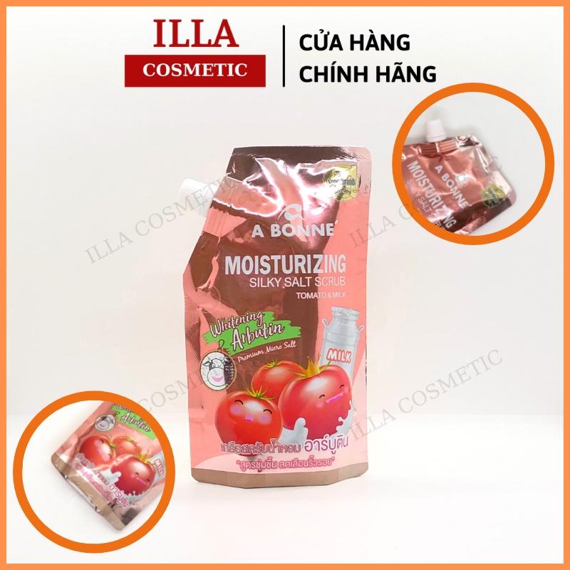Muối Tắm Cao Cấp Thái Lan A Bonne' Moisturizing Silky Salt Scrub Tomato & Milk Muối Tắm dưỡng Ẩm Cà Chua Và Sữa 350gr