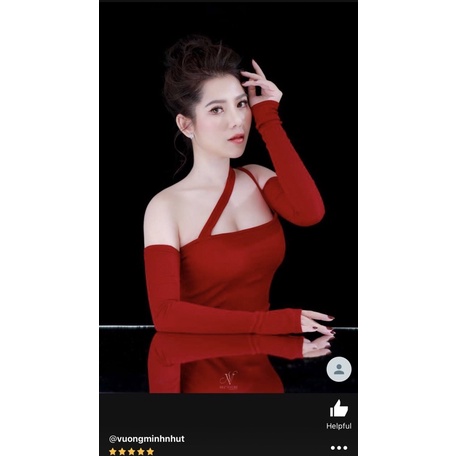 [FREESHIP] Đầm ôm body len gân cách điệu ở cổ một dây chéo màu đỏ Noel Tết kiểu dáng ulzzang ôm body siêu đẹp siêu đỉnh