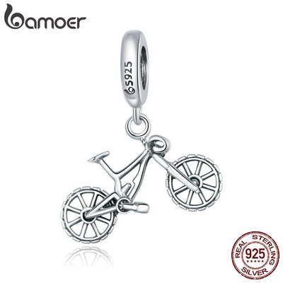Hạt xỏ trang sức BAMOER BSC384 bằng bạc 925 hình xe đạp leo núi độc đáo dùng trang trí vòng đeo tay