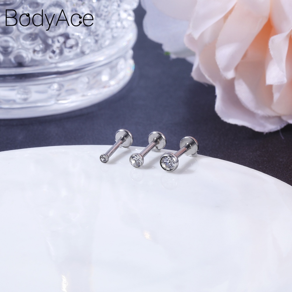 1 Bộ Khuyên Xỏ Cơ Thể Bằng Thép Không Gỉ Đính Pha Lê Thời Trang