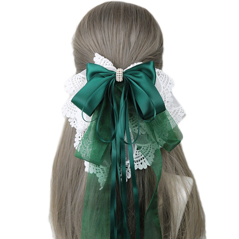 Kẹp Tóc Đuôi Ngựa Hóa Trang Lolita Phối Ren Và Nơ Xinh Xắn