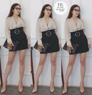 Áo sơ mi lụa cổ chéo