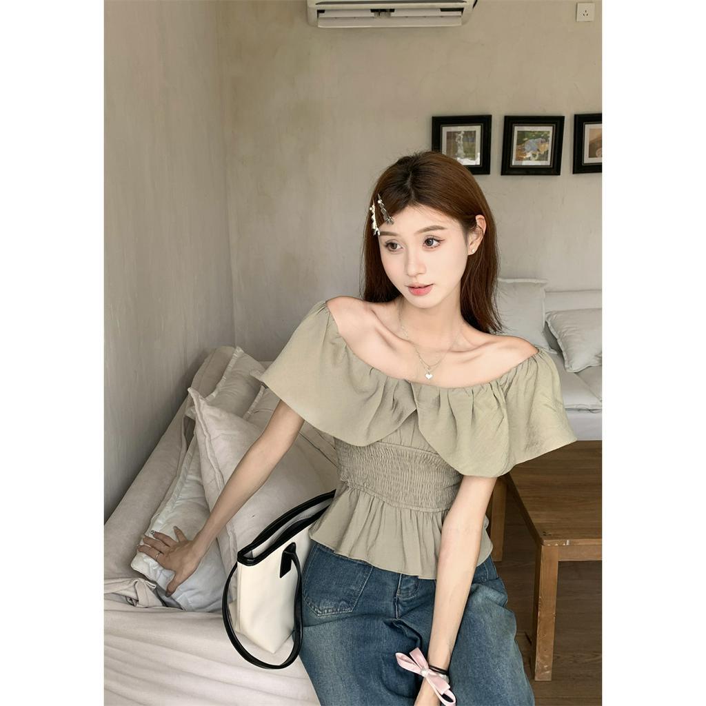 Áo Kiểu Trễ Vai Một Bên Eo Dáng Ôm Nhún Bèo Thời Trang Cho Nữ  tao bao