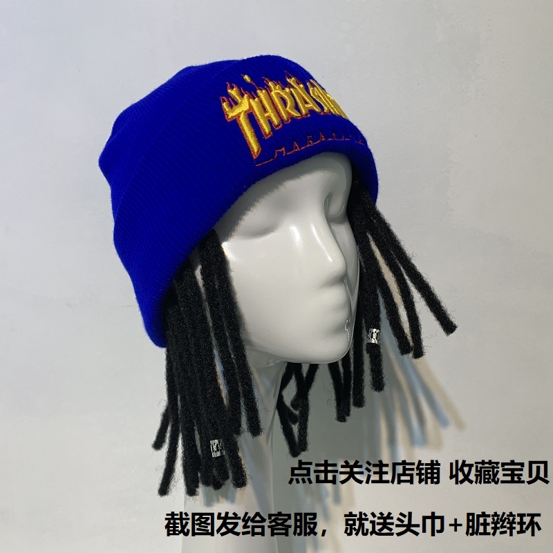 Mũ beanie gắn tóc giả phong cách hip hop thời trang thu đông cho nam