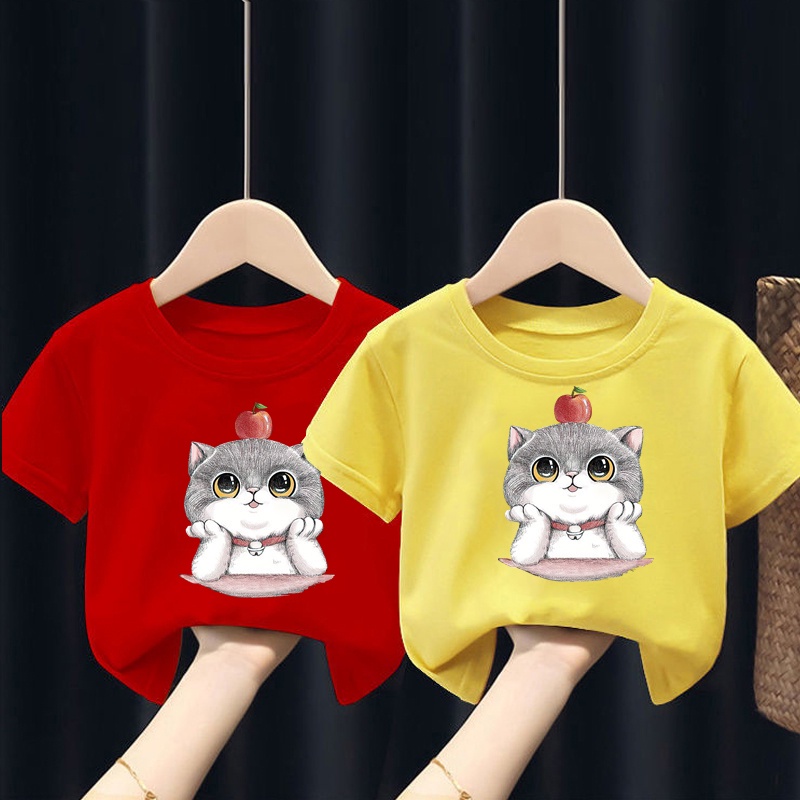 NRVP Áo thun tay ngắn cổ tròn in họa tiết hoạt hình thời trang cho bé 3-11 tuổi