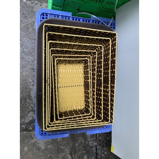 Khay chữ nhật mây tre đan 17x27cm