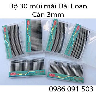 Bộ 30 mũi mài hợp kim chân cán 3mm loại tốt chuyên dùng chế tác đá quý, chạm khắc, khắc cnc, khoan lỗ, mài inox