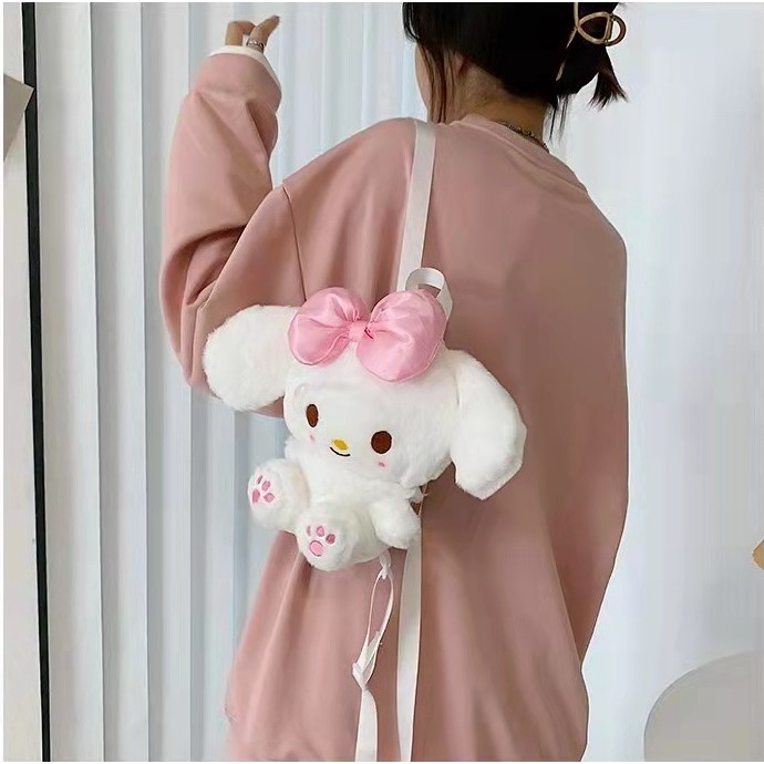 Balo Thỏ bông đeo Nơ dễ thương cho bạn gái, balo Gấu bông thời trang hottrend đáng yêu