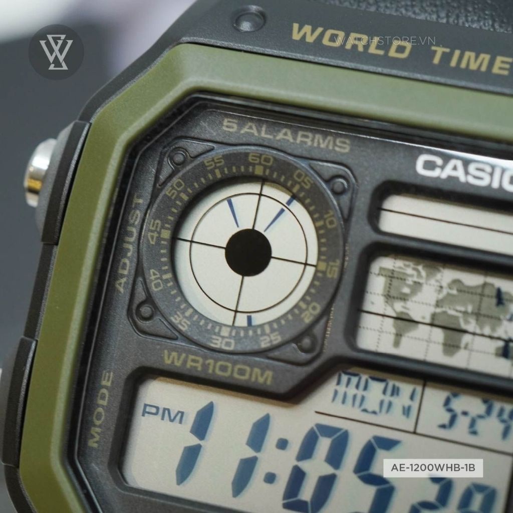Đồng Hồ Điện Tử Nam Casio WATCHSTORE AE-1200WHB-1BVDF Thiết Kế Mặt Kính Nhựa 42mm Kèm Dây Đeo Vải Tiện Lợi