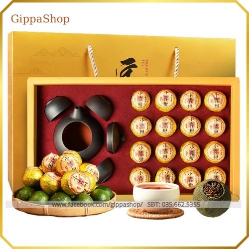 (Quà Tết sẵn) Hộp Trà Phổ Nhĩ Quýt Vân Nam Chính Hiệu