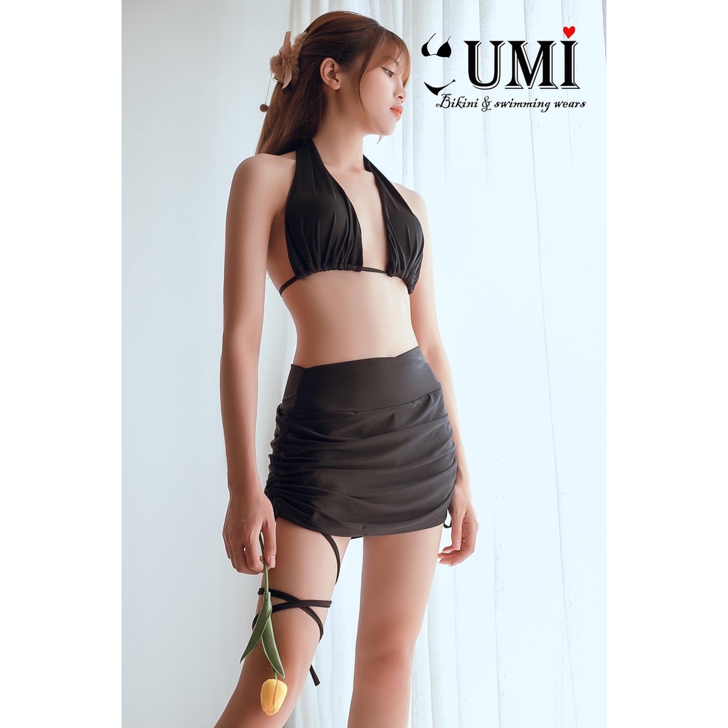 Đồ bơi nữ, bikini 2 mảnh quần váy dây rút Bin Sports BHV149