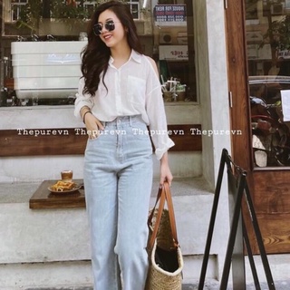 Áo sơ mi trắng khoét vai túi ngực