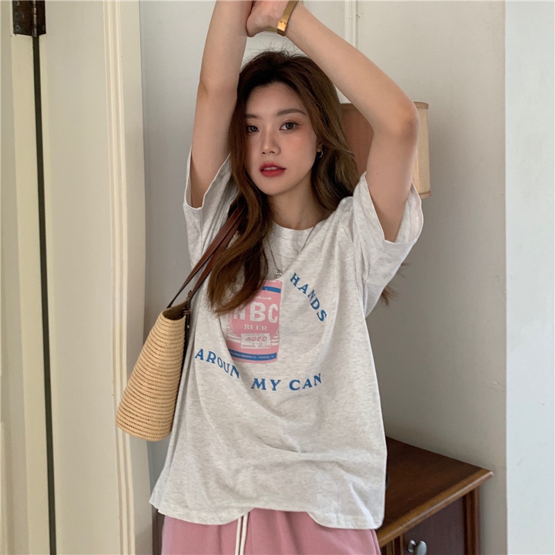 Áo thun tay ngắn cổ tròn dáng rộng nhiều màu sắc tùy chọn phong cách mùa hè mới trẻ trung dành cho bạn nữ