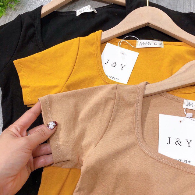 Áo croptop trơn cổ vuông xinh xắn chất thun bozip êm đẹp siêu hot