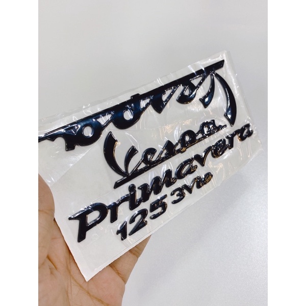 Bộ tem nổi chữ VESPA Primavera 125 3Vie màu đen, màu trắng