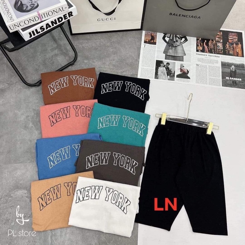 Sét áo chữ Newyork + quần legging lửng TH6