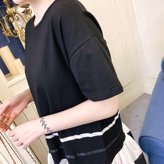 (Order) bigsize Đầm dáng xoè đuôi cá phối đen trắng