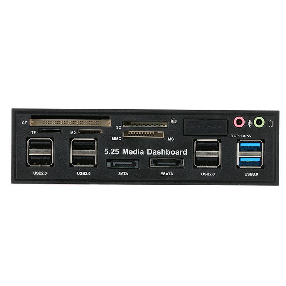 USB3.0 Hub ESATA 5.25" Internal Card Reader PC Dashboard Media Front Panel