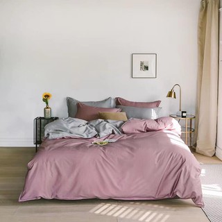 Full set bộ DRAP GIƯỜNG COTTON LỤA HÀN QUỐC 100% Tím Nhạt Phối Xám ((m2x2m-m8x2m))
