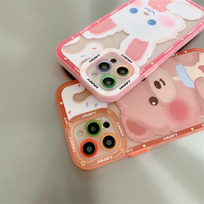 Ốp Điện Thoại Silicone In Hình Thỏ Hồng Đáng Yêu Cho IPhone 11 12 13 Pro Max X Xs Xr Max 7 8plus