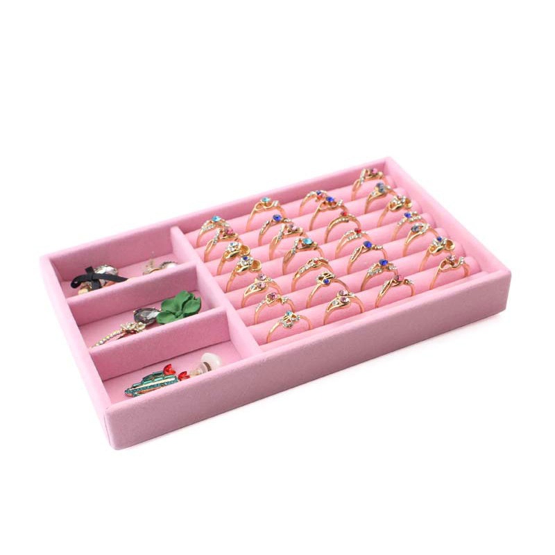 Khay Đựng Trang Sức Bằng Nhung Màu Hồng Xinh Xắn