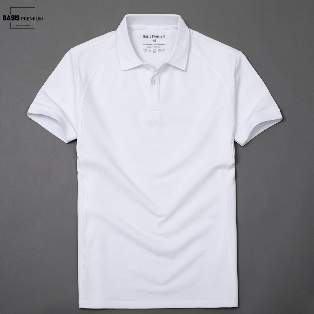 Áo polo nam Basis trơn phối gân dọc màu sang trọng, lịch lãm Basis APL37 | BigBuy360 - bigbuy360.vn