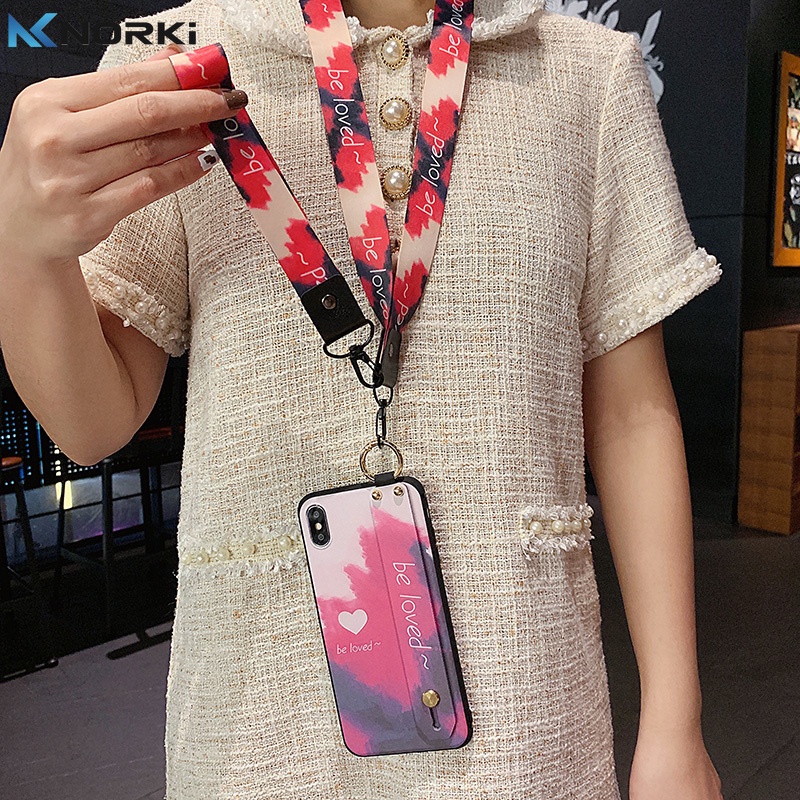 Ốp Điện Thoại TPU Mềm Hình Trái Tim Màu Nước Có Dây Đeo Cho Samsung Galaxy S8 S9 S10 S20 S30 S21 Plus S20FE S21 S30 S20 Ultra